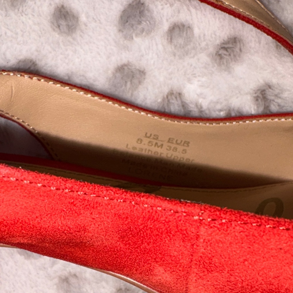 Sam Edelman Orange-Red Suede Block Heel Slingbacks - Picture 6 of 10